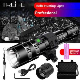 8000LM C8 Hunting Tactical Flashlight Aluminium Lamp Weapon Light T6 L2 Waterproof Torch USB Rechargeable 2600Mah 18650 Lantern W222163