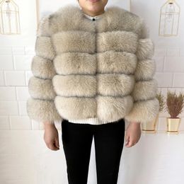 Women's Fur Faux Fur Real Fur Coat Women's Winter Warm Natural Fox Fur Coat High Quality LAN Fox Luxury Fashion 50cm Short Jacket Wholesale 231208
