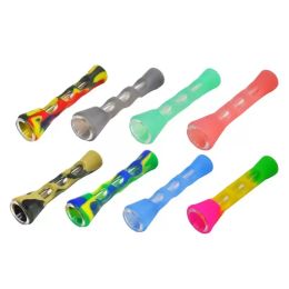 smoke shop Silicone Glass Smoking Herb Pipe 87MM One Hitter Dugout Pipe Tobacco Pipe Hand Spoon Pipes Smoke Accessories for smoking accessories