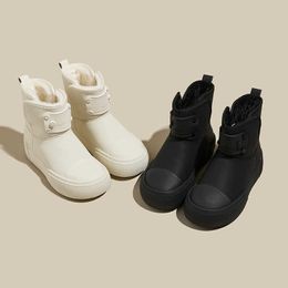 Big Cotton - Snow Boots Women's New Winter Genuine Leather Matsutake Thick Bottom Baotou Anti Slip Warm