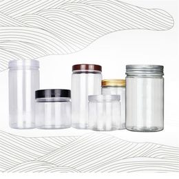 250ml 350ml Transparent Small Plastic PET Jars With Aluminum Lid Clear Empty Cosmetic Sample Jar With Lid In stock242f