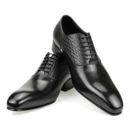 Men's High Dress Elegant 173 Grade Formal Genuine Office Oxfords Wedding Shoe Lace Up Business Leather Shoes Handmade Black 231208 698 s