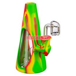 Cool Colorful Cone Silicone WaterPipe Pipes Herb Tobacco Glass Oil Rigs Filter Bowl Smoking Cigarette Bong Bubbler Hookah Holder