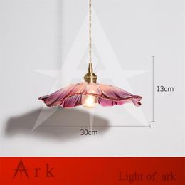 Pendant Lamps Nordic Japanese-style Glass Brass Chandelier Homestay Bar Aisle Porch Restaurant Cafe Light Single Head Lotus Leaf280o