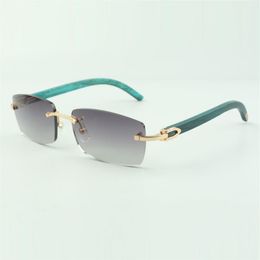 Plain sunglasses 3524012 with teal wooden sticks and 56mm lenses for unisex2944