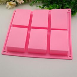 Cake Tools 6 Cavities Handmade Rectangle Square Silicone Soap Mould Chocolate DOOKIES Mould Cake Decorating Fondant Molds271f