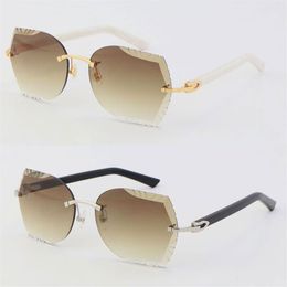 Manufacturers Whole Metal Plank Arms Sunglasses Outdoors Driving 8200762A C Decoration Design Rimless Frame Sun glasses Fashio2306