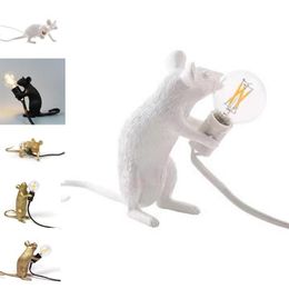 Table Lamps E12 Rat Lamp 110V 220V Mouse Light Desk Bedroom Beside Art Deco Resin Animal LED With US EU UK AU Plug221F