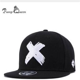 Pump Queen Unisex Fashion Classic 5 Panels Cotton Snapback Cap 3D X Embroidery Mens Flat Brim Baseball Cap Hip Hop Hats Cap2754
