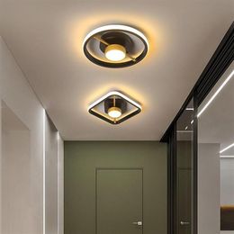 Ceiling Lights Modern Led For Hall Entrance Balcony Round Black Gold Shape Iron Lighting Drop Plafonnier Luminaria236a