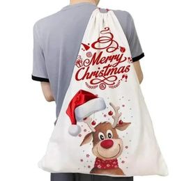 Sublimation Blank Santa Sacks Christmas Burlap Drawstring Santa Bag DIY Personalized Gift Bag Christmas Gift Bags Pocket 400Q BJ