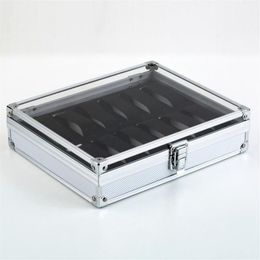 Fashion Metal Case With 12 Grid Slots Display For Wristwatch Organizer Watch Jewelry Box WJ11 Storage Boxes & Bins207g