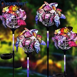 Lawn Lamps 2pcs LED Solar Light Luminous Butterfly Ball Waterproof Outdoor Garden Stakes Yard Art For Courtyard Home Decoration172E