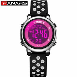 PANARS Students Colorful Fashion Watch Children's Watch Hollow Out Band Waterproof Alarm Clock Multi-function Watches for Kid307r