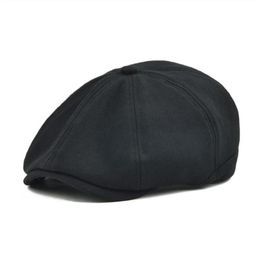 sboy Hats Sboy VOBOOM Big Size Black Cotton Flat Cap Beret Boina Cabbie Driver Golf Men Women 8 Panel Elastic Band Duckbill Ivy 322228