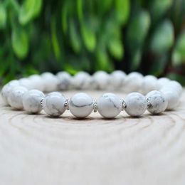 MG1976 8 MM Natural Howlite Bead Bracelet Womens Mens EMF Energy Protection Jewellery