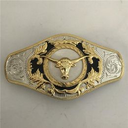 1 Pcs Big Size Gold Bull Head Western Belt Buckle For Cintura Cowboy229o