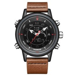 WEIDE Leather Strap Digital Bluetooth Smartwatch Clock 5ATM Waterproof Men Wristwatch Business Causal Alarm Relogio Masculino271N