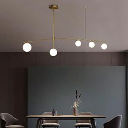 Минималистичная черная или золотая люстра, современный стеклянный шар G9, светодиодный подвесной светильник для столовой, кафе, бара, длинный подвесной светильник275A