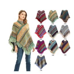 0C0025 Spring and Autumn Women's Cloak Retro Style Travel Pullover Cape Colorful Woven Tassels Customization BJ