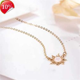 New Trendy Sun Opal Necklace Temperament Clavicle Chain for Women Girls Shiny Wedding Choker Jewellery Gift