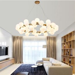 Modern Gold 25 15 45Heads Magic Bean Glass G4 Pendant Lamp DNA Molecular Glass Ball Glass Pendant Light294w