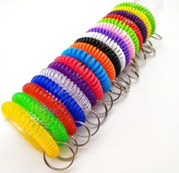 Whole Colourful Spiral Elastic Bracelet Keychains Key Ring For Sauna Gym el Bathroom Number Tag9418135