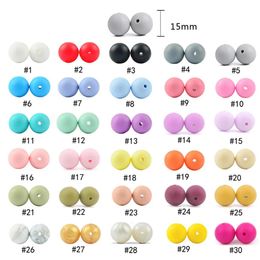 Teethers Toys 100pcs 15mm Silicone Beads Baby Teething round Beads Pacifier Chain DIY toys Silicon Teether BPA Free Bracelet necklace kids 231208