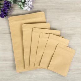 20pcs Small Kraft Paper Bag Inner Aluminum Foil Pouch Reusable Flat Packaging Zipper Bag264j