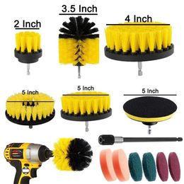 Electric Drill Brush Kit All Purpose Cleaner Auto Tires Cleaning Tools for Tile Bathroom Kitchen Round Plastic Scrubber Brushes 21205B