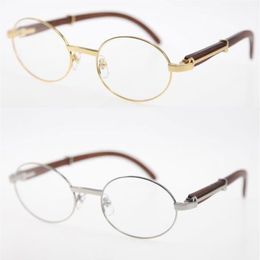 18k Gold limited Wood Oval shape face Sunglasses Eyewear Round Eyeglasses Wooden Glasses Men women Transparent lens male and femal329D