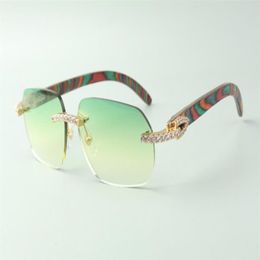 Direct s endless diamond sunglasses 3524024 with peacock wooden temples designer glasses size 18-135 mm268E