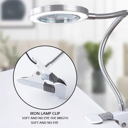 Table Lamps LED Multifunctional Clip-On Lamp With Magnifying Glass Eye Protection Reading Lamp Beauty Makeup Tattoo344I