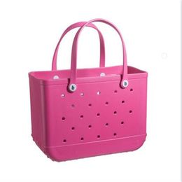 Jelly Candy Silicone Beach Washable Basket Bags Large Shopping Woman Eva Waterproof Tote Bogg Bag Purse Eco236t