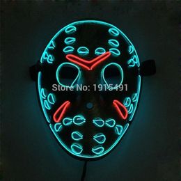 Friday the 13th The Final Chapter Led Light Up Figure Mask Music Active EL Fluorescent Horror Mask Hockey Party Lights T200907270O