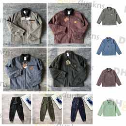 Mens Designer Jackets vintage carhart washed canvas jacket Pullover coat Lapel Neck clothes carharttlys outwear padded coats long pants trousers Asian sizes