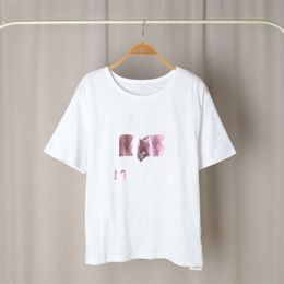 Isabels Marant T-shirt Designer t Shirt Isabelle Marant Women's Letter Hot Stamp Print Bamboo Joint Cotton Pullover Women Marant Short Sleeved Tees TopsDR7P