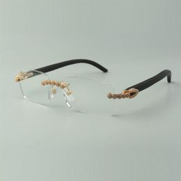 Designer bouquet diamond glasses Frames 3524012 with black wood temples and 56mm lens for unisex215U