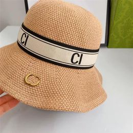 Fashion Straw Hat Sunhats Caps Designer Bucket Hats Casquette For Men Woman Breathable Summer Resort Sun Protection Ice Silk Hemp295J