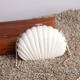 Evening Bags White Acrylic Seashell Shape Women's Handbags Party Fashion Chain Wedding Bag Lady Purses Shell Shoulder Crossbo208V