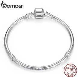 Chain TOP SALE 100% 925 Sterling Silver Snake Chain Bangle Bracelet for Women Luxury Jewellery 17-22CM PAS902 231128