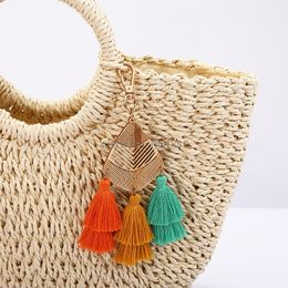 Bohemian Colourful Tassels Hanging Pendant Colourful Handmade Woven Keychains Women Bags Charms Ornaments Decorations Party Gifts
