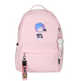 Backpack ReLife In A Different World From Zero Rem Ram Women Cute Mochila Feminina Nylon School Bag Pink Daypack Travel Rugzak251c