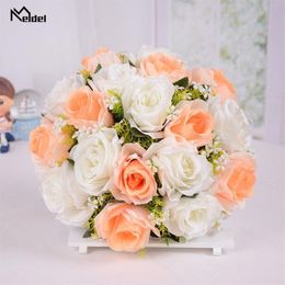 18 Heads Wedding Bouquet Flowers Marriage Accessories Small Bridal Bouquet Silk Roses Wedding for Bridesmaids Decoration3040
