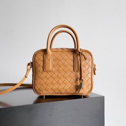 Plain Weave Box Camera Bag Designer Handbags Purse Genuine Leather Bottom Nail Removable Strap Small Zipper Tote Multiple Colors Crossbody Bags