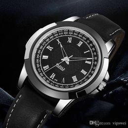 Men s Casual sports Watch Quartz Wristwatch Fashion Business pu Black and brown band Leather Strap Watches Male Clock relo299y
