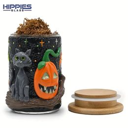 1pc High Borosilicate Glass Ashtray, Colorful Soft Clay Ashtray, Tobacco Storage Jar With Luminous Stars, Halloween Pumpkin/cat Tobacco Jar With Lid, Ashtray With Lid