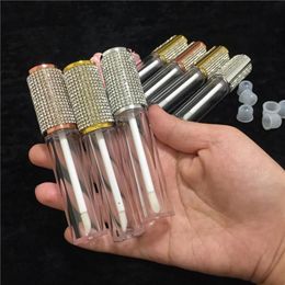 Storage Bottles & Jars 5ml Transparent Lip Gloss Wand Tubes Rose Gold Silver Rhinestone Diamond Cap Round Clear Lipgloss Packing C238g