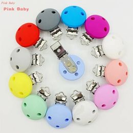 Teethers Toys 10Pcs Round Baby Pacifer Clips 35mm Silicone Teether Clip DIY Baby Dummy Chain Nipple Holder Soother Teething Toy Accessories 231208