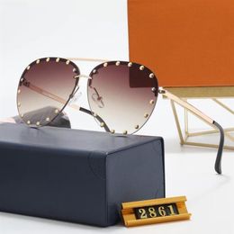 The Party Pilot Sunglasses Studes Gold Brown Shaded Sun Glasses 2861 Women Fashion Rimless sunglasses eye wear with box289E